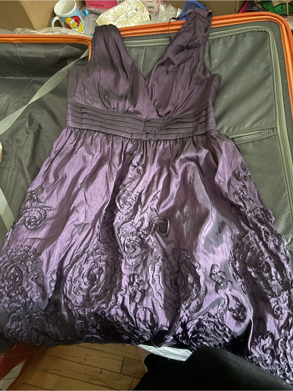 Jessica Howard Deep Purple Textured Floral Party Dress